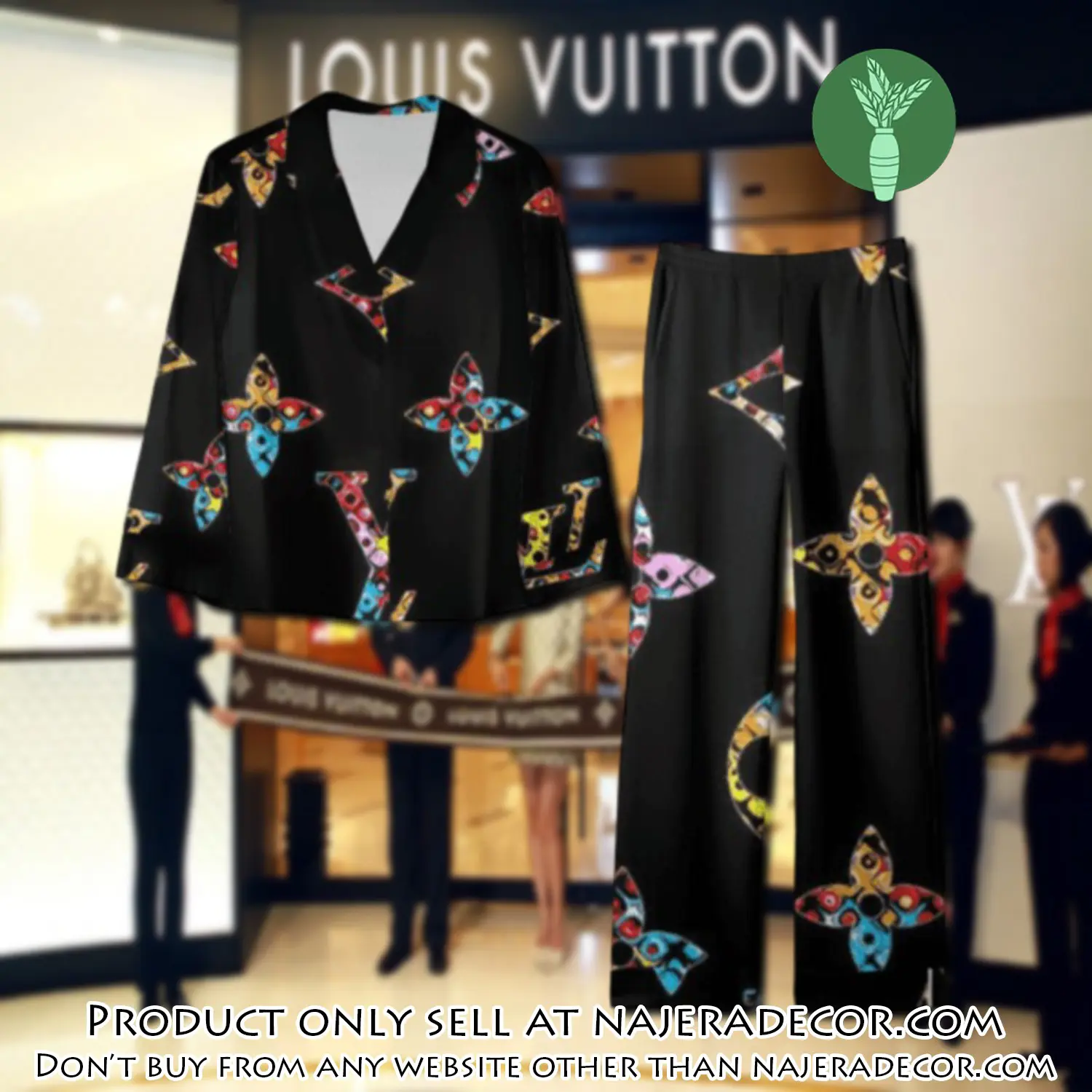 Trending luxury lv satin pajama set pjs1074 njr3757537